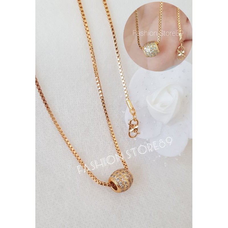 Ready kalung Bola permata full permata putih xuping perhiasan lapis emas import fashion replica emas