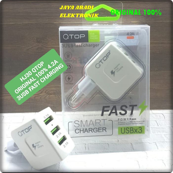 J52 ORIGINAL QTOP KEPALA BATOK 4.2A USB SUPER FAST CHARGING FLASH CAS CASAN ADAPTOR TRAVER ADAPTER CEPAT CHARGE ANDRPIT ANDROIT HANDPHONE ADAPTER TC QC QUALLCOMM UNIVERSAL MULTI ORIGINAL BISA CAS 3 HANDPHONE SEKALIGUS JADI LEBIH PRAKTIS DAN EFESIEN