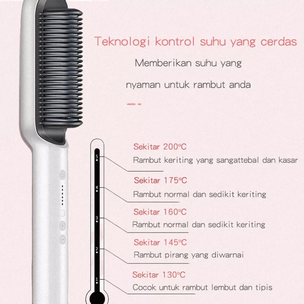 Sisir Catokan Pelurus Rambut Lurus dan Keriting 2in1 Catok Suhu Rambut Straightener Combs