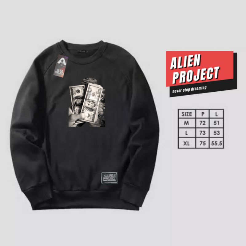 crewneck sweater original pria/crewneck black nsa/crewneck alien project/basic sweater crewneck