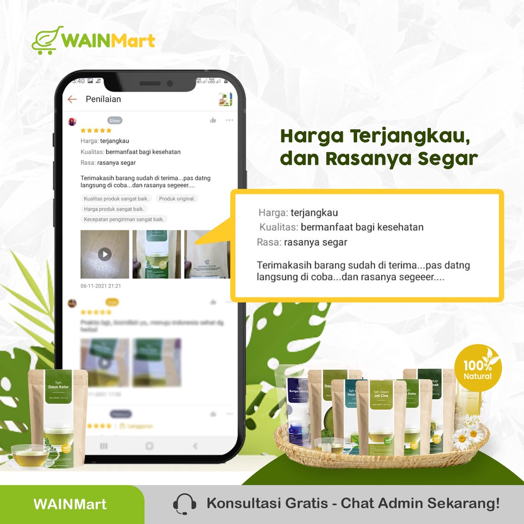 TEH CELUP DAUN KELOR : 100% Organik Anti-Kanker, Diabetes, Tingkatkan Imunitas dan Kekebalan Tubuh Teh Kelor Celup Original