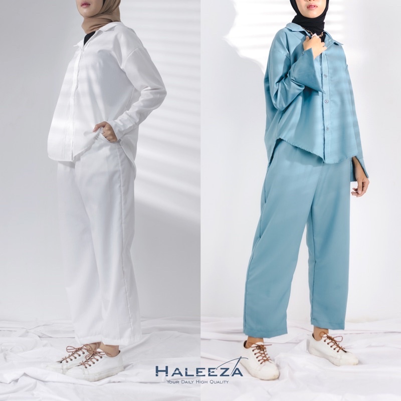 Haleeza - One Set Atasan Oversized Kemeja dan Celana Kulot