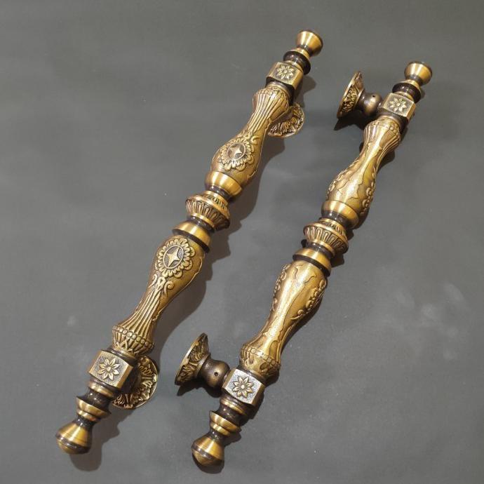 GAGANG PINTU HANDLE PINTU KUNINGAN MOTIF KOTAK BINTANG 53 CM