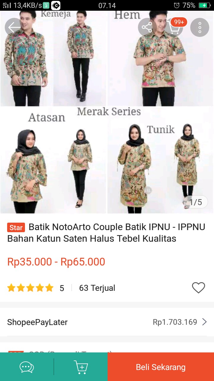 Batik Notoarto Couple Batik Ipnu - Ippnu Bahan Katun Saten Halus Tebel Kualitas