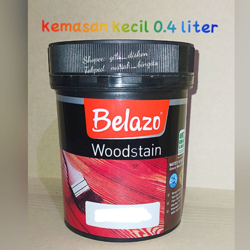 Politur Kayu/Plitur/ Woodstain, WATER BASED/ AIR, kemasan kecil BELAZO 0.4 liter