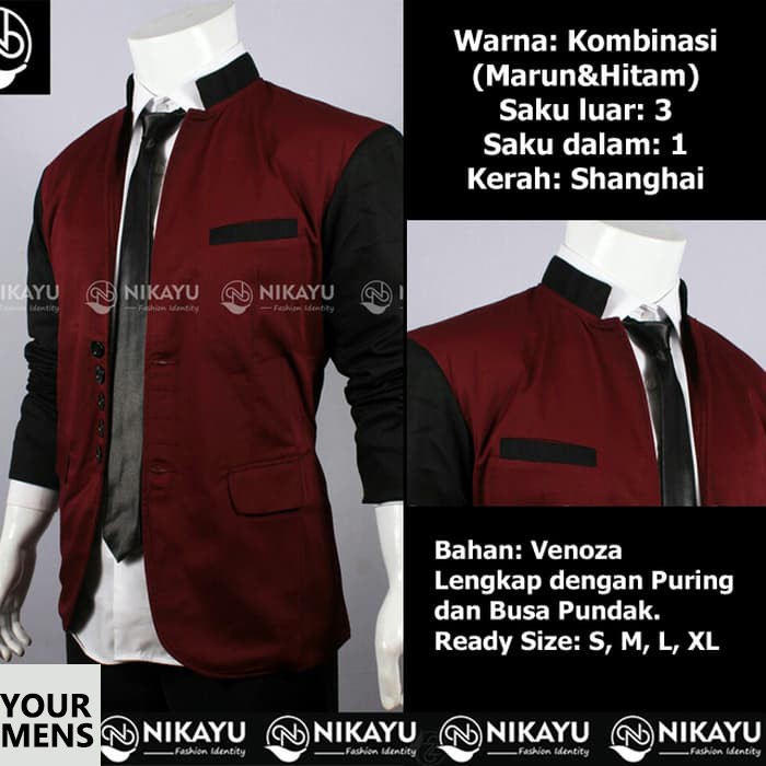 JAS PRIA RAIN MAROON - BLAZER COWOK SEMI FORMAL SLIMFIT KOREA BAHAN HIGH TWIST TERBAIK