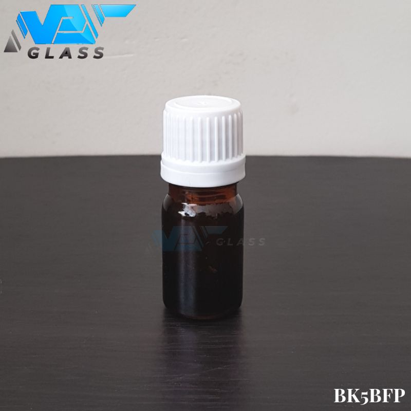 botol kaca 5ml coklat amber tebal tutup filler putih