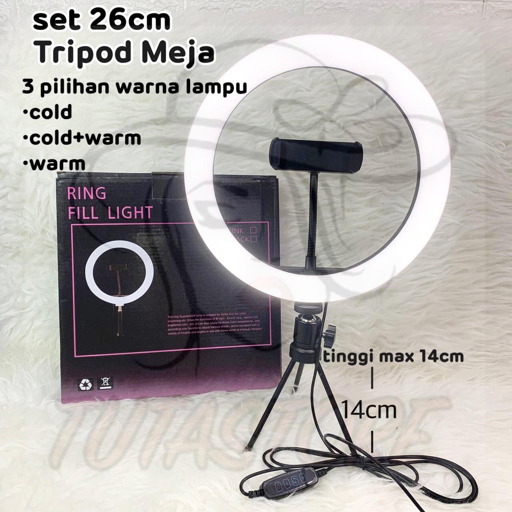 paket ring light tripod meja led 16cm 20cm 26cm lampu make up vlog lampu ringlight tiktok live