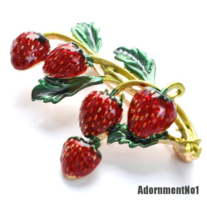 (Adornmentno1) Bros Pin Bentuk Strawberry Merah Untuk Wanita