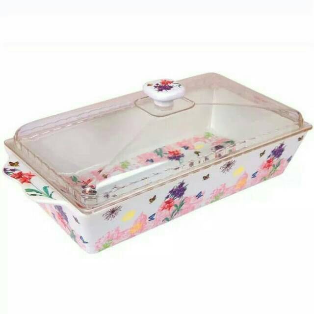 Piring Kue Tempat Bolu Segi Panjang 34 cm Bolu Gulung Keramik Porselen