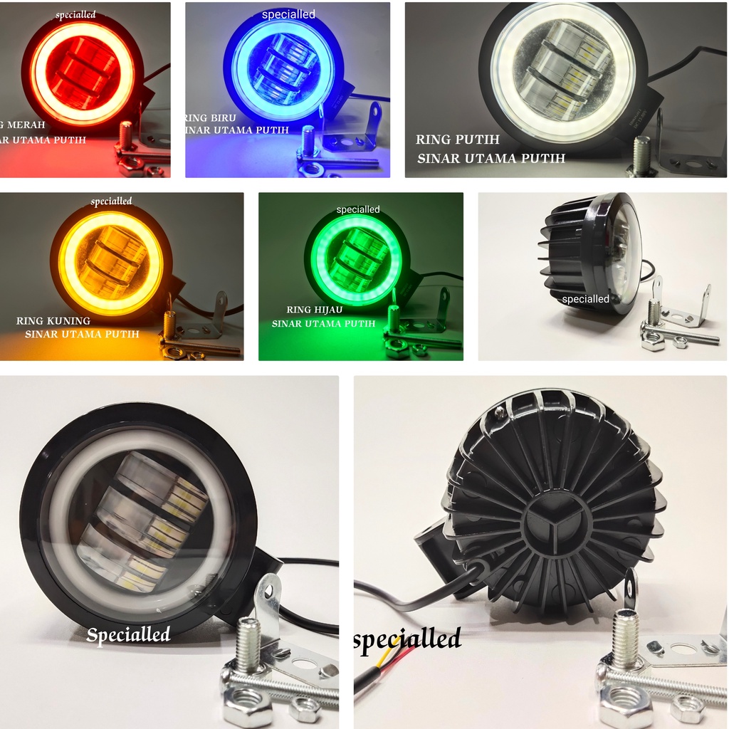 lampu tembak led cwl k30 3 mata 4d angel aye eye 30 watt bulat biru