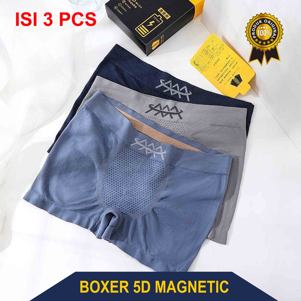 Celana Dalam Boxer Pria 5D Magnetic All Size 3 PCS - Boxer Kolor 5D Magnetic all size,Underwear pria