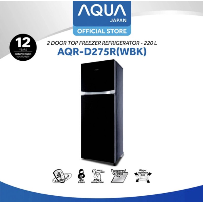 KULKAS AQUA AQR-D275R (WBK) 2 PINTU INVERTER ASI ROOM