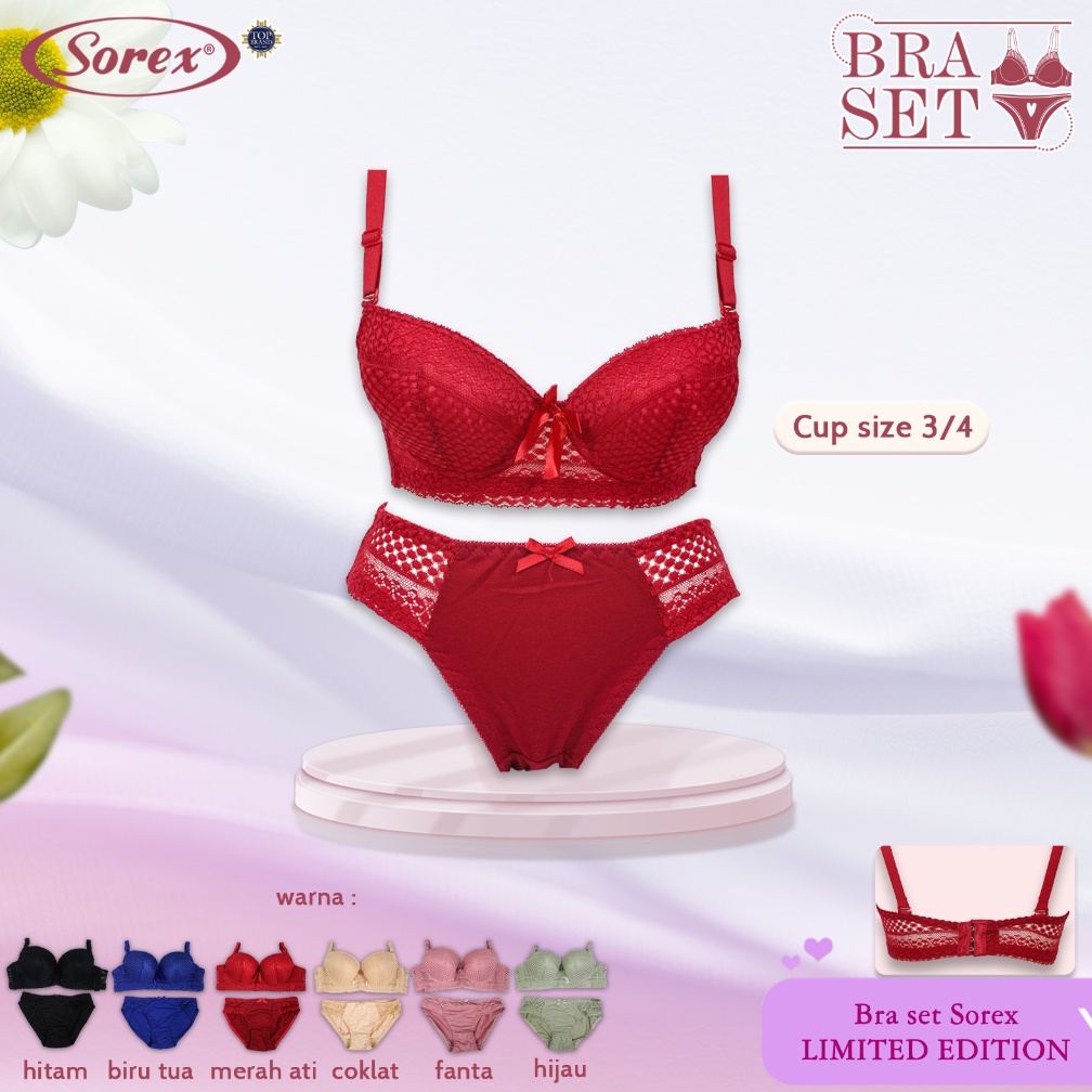 SOREX WARNA TERBARU Bh Bra Braset Setelan berkawat sorex Renda lembut Premium cocok Seserahan nikah 