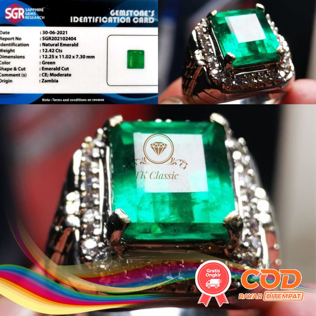 NATURAL BATU PERMATA ZAMRUD ZAMBIA CLEAN LUSTER RELAXA INCLUDE MEMO SGR GEMS LAB