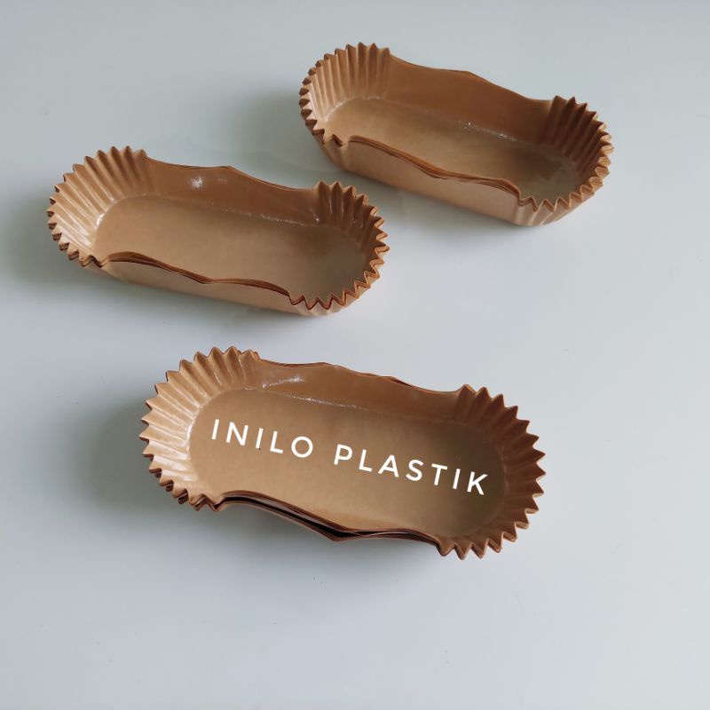 Paper Cup Case Roti Oval Polos / Kertas Roti Eclair Baking 20x11 CM