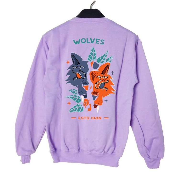 Crewneck Wolfes Sweater Pria Fleece Size M - XXL