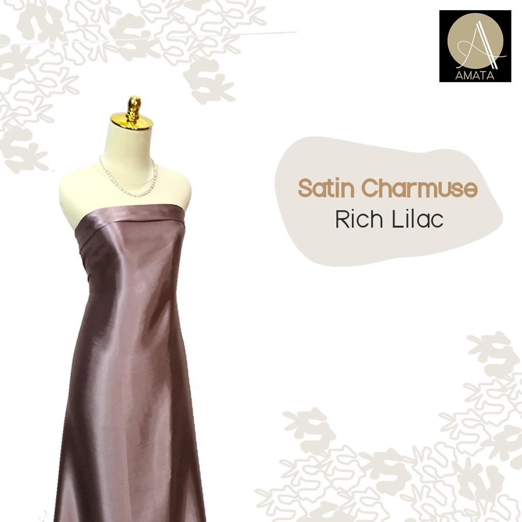 1/2 meter Kain Satin Charmuse / Sateen Silk Premium Rich Lilac