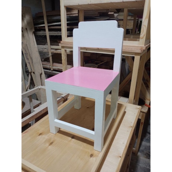 Kursi belajar anak Montessori, kursi estetik, kursi kecil, kursi anak, kursi putih