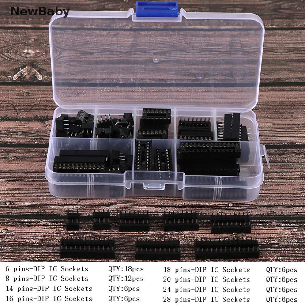 66pcs / Box Soket Dip Ic Tipe Solder 6 / 8 / 14 / 16 / 18 / 20 / 24 / 28 Pin