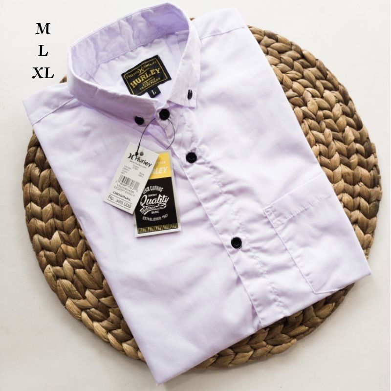 Kemeja Polos Putih Murni Lengan Pendek Original Hurley