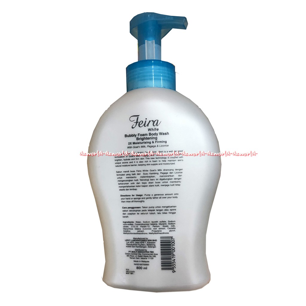 Feira White Bubble Foam Body Wash Instant Foam Sabun Mandi 800ml