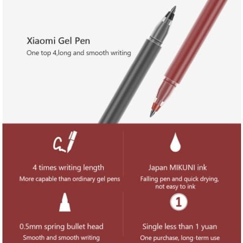 Mijia Gel Pen 0.5mm Super Durable MiKuni Japan Ink - 10 pcs