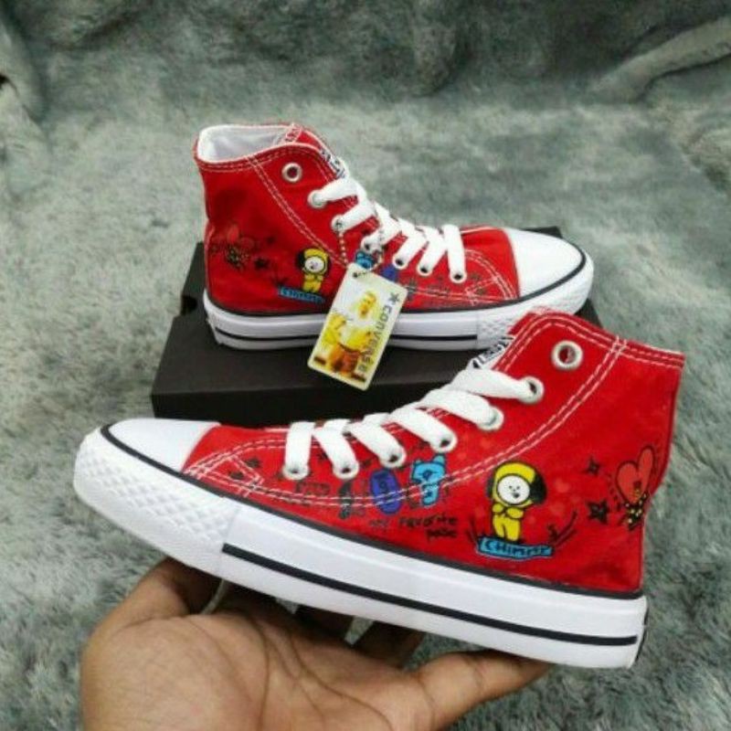 (READY) SEPATU CONVERSE ANAK BT21 BTS MODEL TINGGI PREMIUM QUALITY