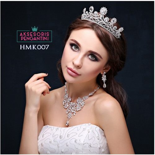 Paket Aksesoris Royal Wedding l Perhiasan Kalung Anting Pengantin - HMK007