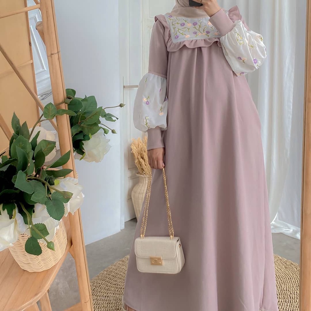 zunaira dress gamis wanita polos / gamis melayu /gamis malaysia / gamis kondangan terbaru kekinian l