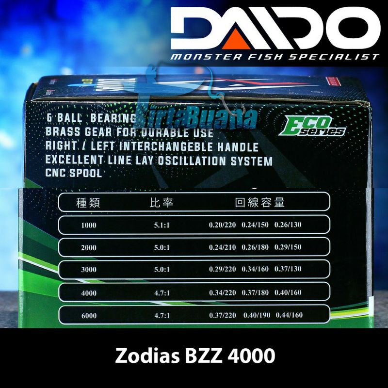 Reel Pancing DAIDO ZODIAS BZZ 1000 - Bonus Handle &amp; Drag Knob