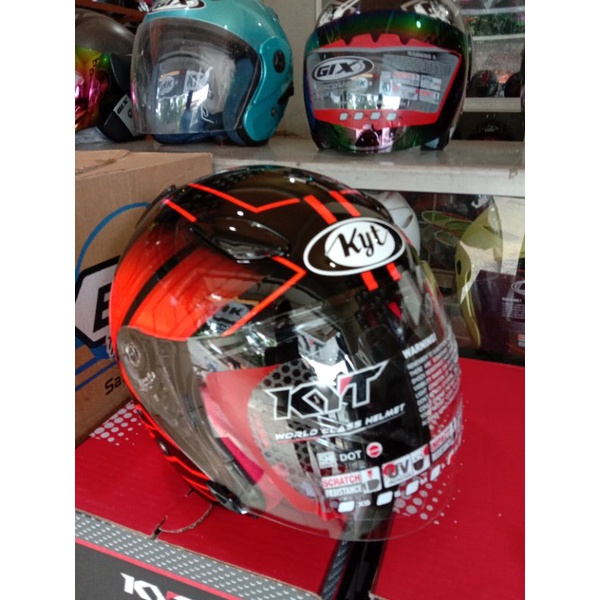 HELM KYT DJ MARU MOTIF #14 BLACK/ORANGE