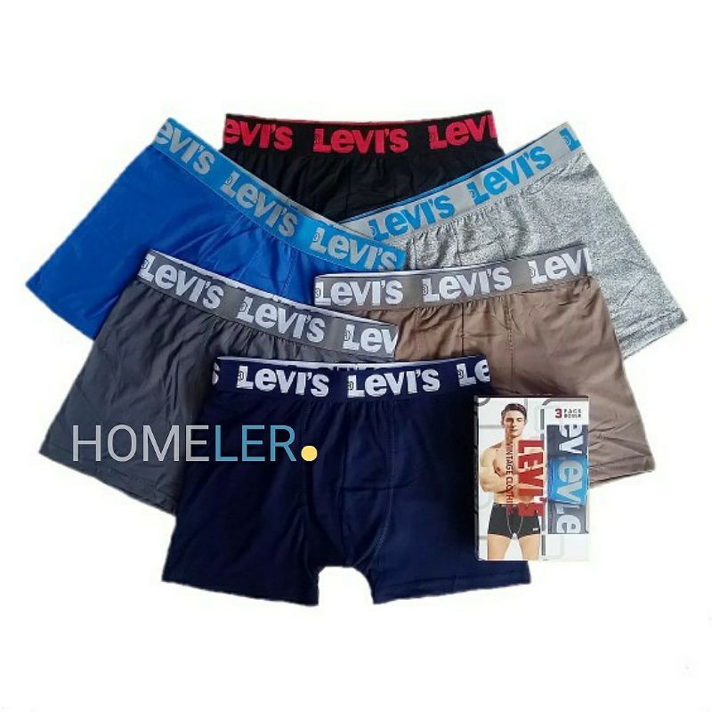 Celana Dalam Boxer Pria (1 Box Isi 3 Pcs) / Celana Dalam Pria Dewasa / Cd Sempak Boxer Pria