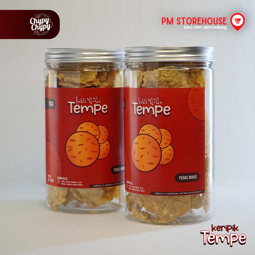 Keripik Tempe Pedas Manis Super Renyah Chypy Asli Malang - Kemasan Toples