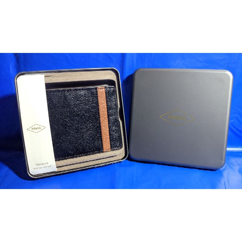 Fossil Ennis Traveller Black RFID Dompet Pria Original 100% Kulit Sapi Asli