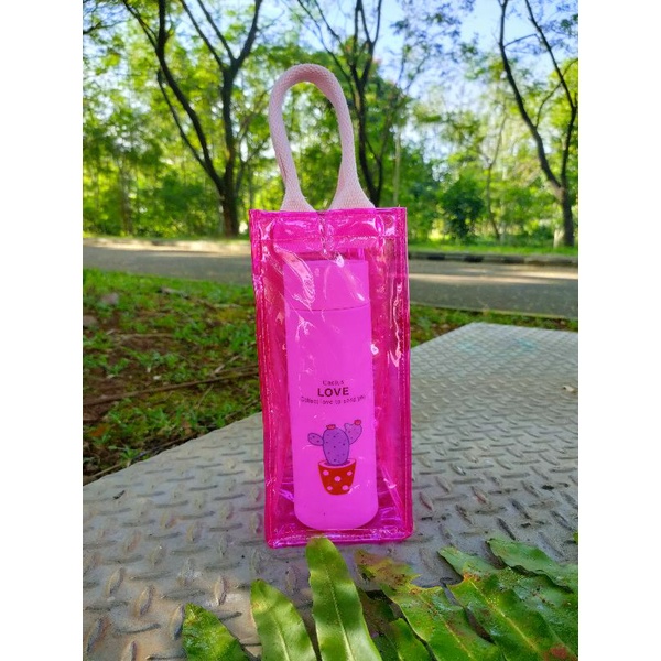 tas botol Tumbler mika warna fanta size 10*10*23 cm bahan tebal tali webbing tebal