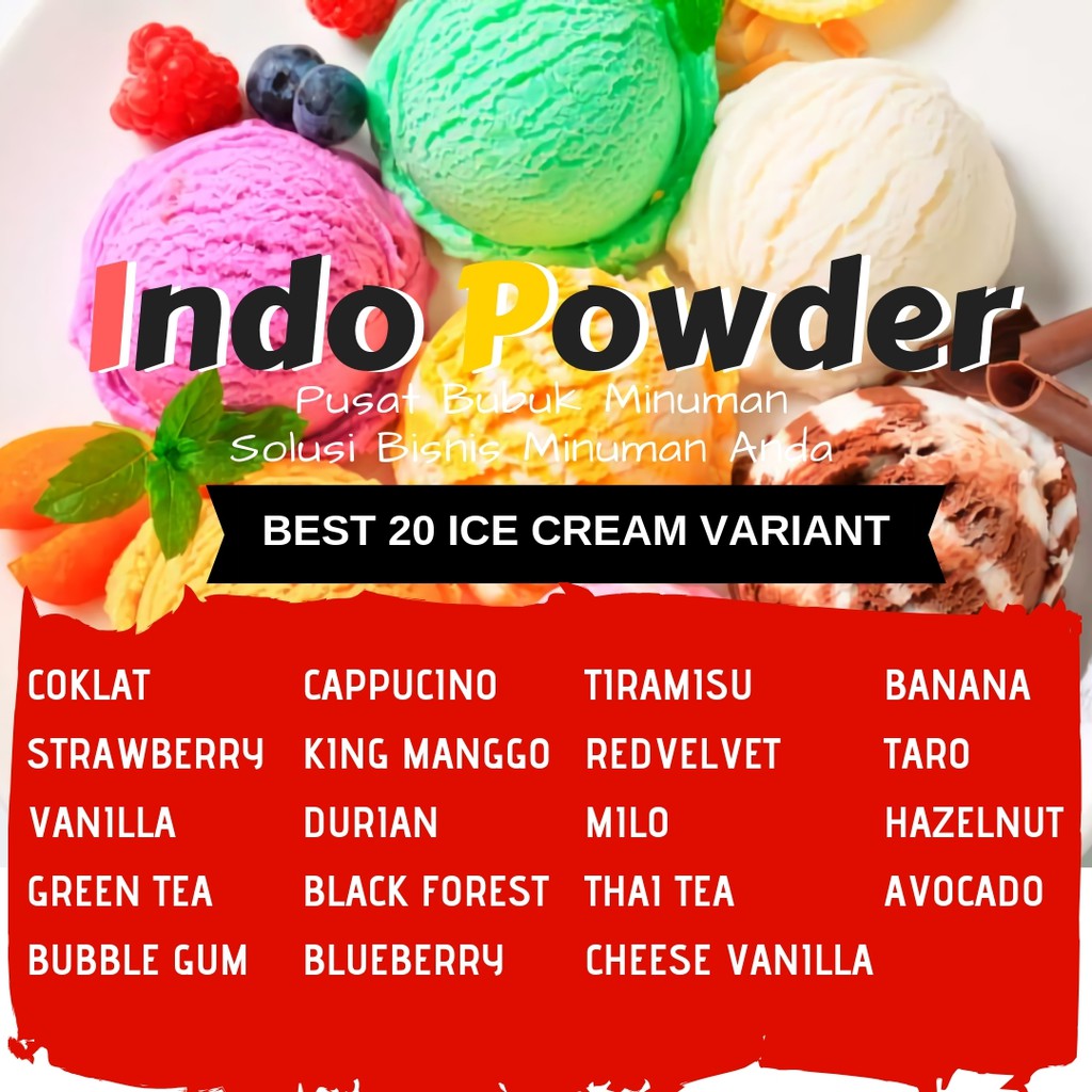 Strawberry HARD ICE CREAM Powder 1Kg / Bubuk Ice Cream Strawberry 1Kg