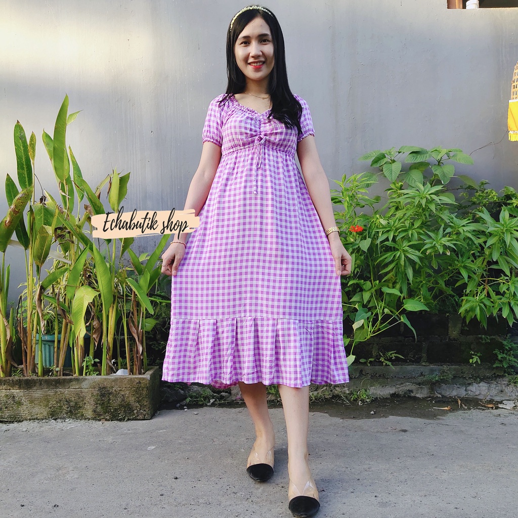 DASTER/DRES CASANDRA POLOS BALI-KOTAK LILAC