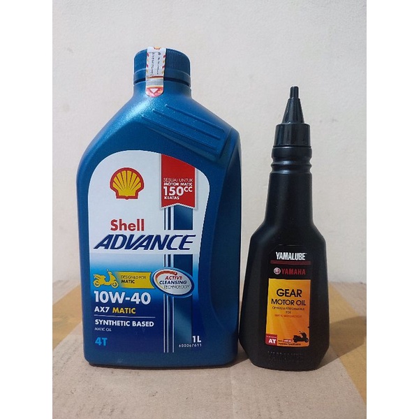 Paket Oli Shell AX7 Matic 10W 40 1 L + Oli Gardan Yamalube 150ml Paket Oli Nmax Aerox 155