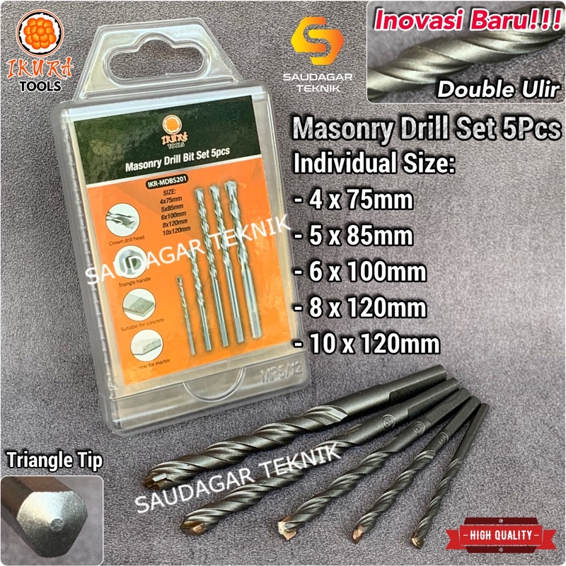 Mata Bor Beton Tembok 4mm 5mm 6mm 8mm 10mm Masonry Drill Bit Set