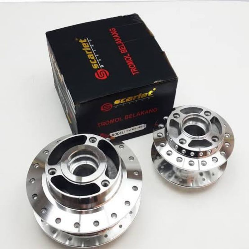 tromol set suzuki satria fu depan  belakang pnp original scarlet chrome dan merk ZOX