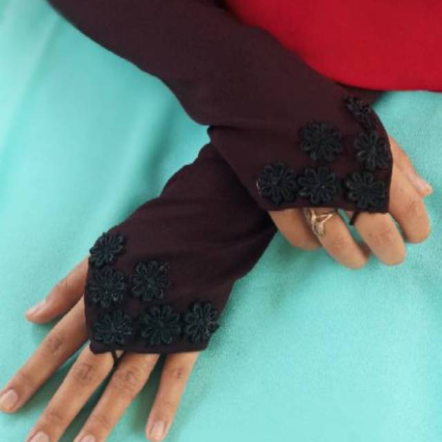 Handsock Renda Flow Hitam / Handsock Cincin Renda / Handsock Ring / Handsock Muslim /Handsock Wanita