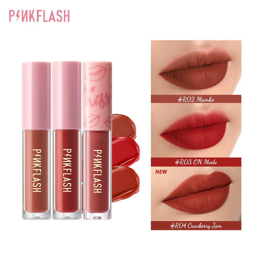 PINKFLASH 3pcs Matte Lipstick Soft Long Lasting Moisturizing Hydrating High Pigmentation R Series