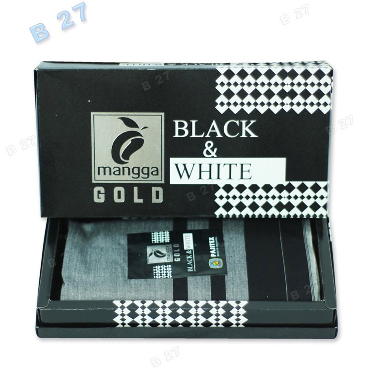 Original M11-11 Sarung Black White MANGGA Motif Kotak2 Dewasa