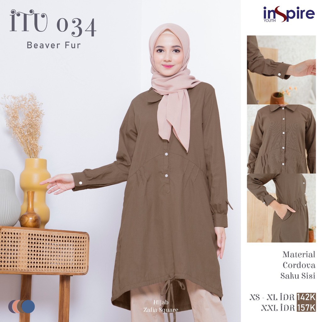 Inspire Tunik ITU 34 Bahan cordova Atasan Wanita Muslimah Baju Tunik Formal / Semiformal