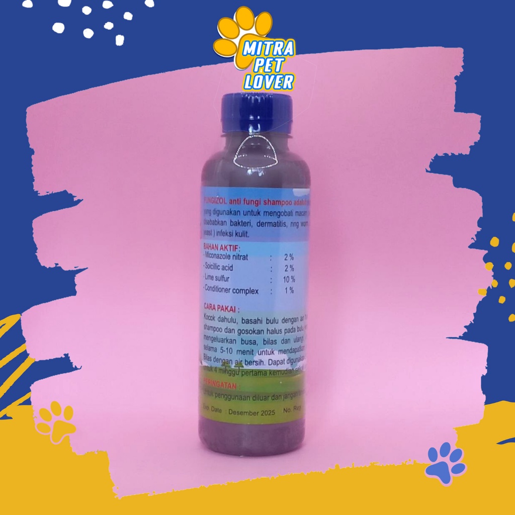 SHAMPO ANTI JAMUR KUCING - FUNGIZOL CAT SHAMPOO 250 ML ORIGINAL - ANTI JAMUR WANGI BERSIH SEHAT MENGHALUSKAN MELEMBUTKAN BULU PET ANIMAL HEALTHCARE AND VETERINARY TAMASINDO OBAT KESEHATAN DAN VITAMIN TERNAK HEWAN BINATANG PELIHARAAN MITRAPETLOVER