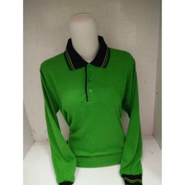 Polo Shirt Panjang Hijau Fuji | Polo Shirt | Kaos Polos | Kaos Cewek