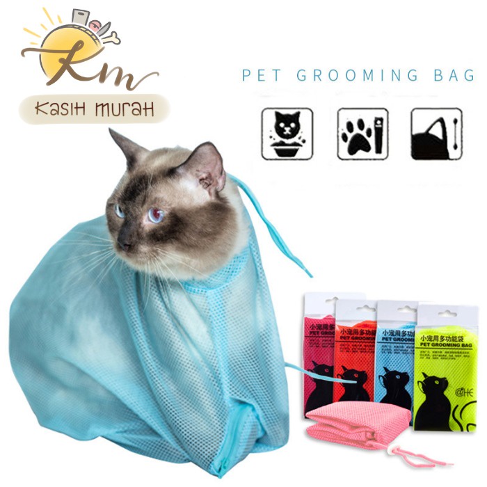 KANTUNG MANDI KUCING Cat Grooming Bag Jaring Sarung Mandi Kucing