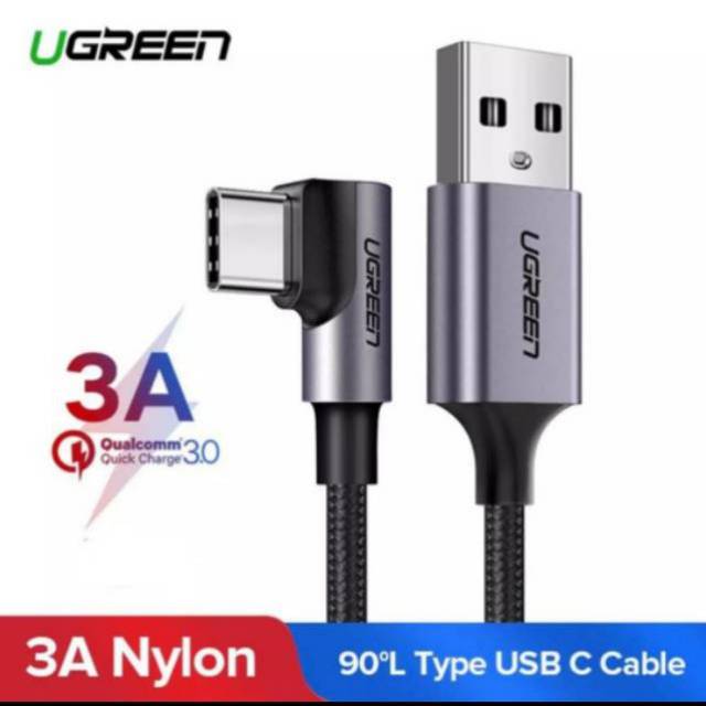 Ugreen Kabel Type C 3A Elbow Fast Charging Kabel Charger Ugreen Tipe C for Pubg Original