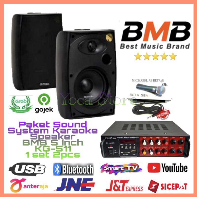 Paket Sound System Karaoke Speaker BMB 5 Inch KG-511 Free Breket Gantung
